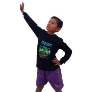 Polo Manga Larga Negro Minecraft 2